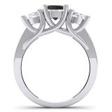 2.00 Carat (ctw) 14K White Gold Round Black & White Diamond Ladies 3 Stone Engagement Bridal Ring 2 CT