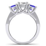 2.00 Carat (ctw) 14K White Gold Round Blue Sapphire & White Diamond Ladies 3 Stone Engagement Bridal Ring 2 CT
