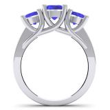 2.00 Carat (ctw) 14K White Gold Round Blue Sapphire & White Diamond Ladies 3 Stone Engagement Bridal Ring 2 CT