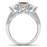 2.00 Carat (ctw) 10K White Gold Round Cut Champagne & White Diamond Ladies Bridal 3 Stone Engagement Ring 2 CT