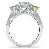 2.00 Carat (ctw) 14K White Gold Round Cut Green Peridot & White Diamond Ladies Bridal 3 Stone Engagement Ring 2 CT