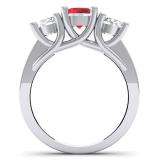 2.00 Carat (ctw) 14K White Gold Round Cut Red Ruby & White Diamond Ladies Bridal 3 Stone Engagement Ring 2 CT
