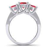 2.00 Carat (ctw) 14K White Gold Round Cut Red Ruby & White Diamond Ladies Bridal 3 Stone Engagement Ring 2 CT