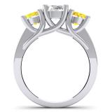 2.00 Carat (ctw) 10K White Gold Round Cut Yellow & White Diamond Ladies Bridal 3 Stone Engagement Ring 2 CT