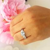 3.15 Carat (ctw) 14k White Gold Round Blue Aquamarine & Princess White Diamond Ladies 3 Stone Engagement Bridal Ring