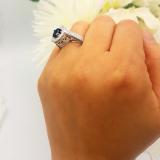 2.56 Carat (ctw) 18K White Gold Round Blue Sapphire & White Diamond Ladies Vintage Halo Style Engagement Bridal Ring