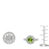 2.56 Carat (ctw) 10K White Gold Round Green Peridot & White Diamond Ladies Vintage Halo Style Engagement Bridal Ring