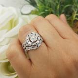 0.55 Carat (ctw) Sterling Silver Round Blue Sapphire And White Diamond Womens Micro Pave Engagement Ring Set 1/2 CT