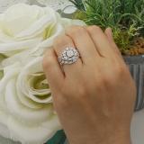 0.55 Carat (ctw) Sterling Silver Round Blue Sapphire And White Diamond Womens Micro Pave Engagement Ring Set 1/2 CT