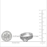 0.23 Carat (ctw) Sterling Silver Round Black & White Diamond Ladies Heart Shaped Bridal Engagement Ring With Matching Band Set 1/4 CT