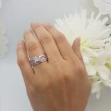 0.50 Carat (ctw) Sterling Silver Round Pink Sapphire & White Diamond Ladies Engagement Bridal Ring Set Matching Wedding Band 1/2 CT