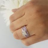 0.50 Carat (ctw) Sterling Silver Round Pink Sapphire & White Diamond Ladies Engagement Bridal Ring Set Matching Wedding Band 1/2 CT