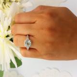 2.10 Carat (ctw) 14k White Gold Round Aquamarine & White Diamond Ladies Engagement Halo Bridal Ring