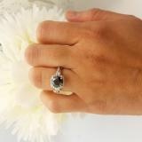 2.10 Carat (ctw) 14k White Gold Round Black & White Diamond Ladies Engagement Halo Bridal Ring
