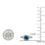2.10 Carat (ctw) 14k White Gold Round Blue & White Diamond Ladies Engagement Halo Bridal Ring