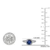 2.10 Carat (ctw) 14k White Gold Round Blue Sapphire & White Diamond Ladies Engagement Halo Bridal Ring
