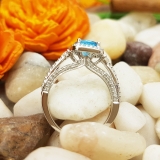2.10 Carat (ctw) 14k White Gold Round Blue Topaz & White Diamond Ladies Engagement Halo Bridal Ring