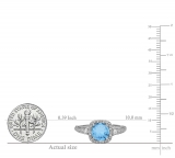 2.10 Carat (ctw) 14k White Gold Round Blue Topaz & White Diamond Ladies Engagement Halo Bridal Ring