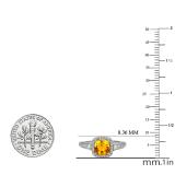 2.10 Carat (ctw) 14k White Gold Round Yellow Citrine & White Diamond Ladies Engagement Halo Bridal Ring