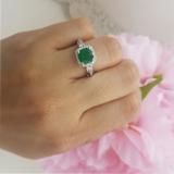 2.10 Carat (ctw) 14k White Gold Round Green Emerald & White Diamond Ladies Engagement Halo Bridal Ring