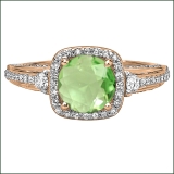 2.10 Carat (ctw) 10k Rose Gold Round Green Peridot & White Diamond Ladies Engagement Halo Bridal Ring