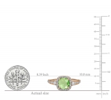 2.10 Carat (ctw) 10k Rose Gold Round Green Peridot & White Diamond Ladies Engagement Halo Bridal Ring