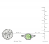2.10 Carat (ctw) 14k White Gold Round Green Peridot & White Diamond Ladies Engagement Halo Bridal Ring