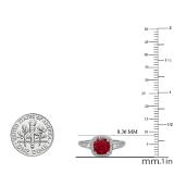 2.10 Carat (ctw) 10k White Gold Round Red Ruby & White Diamond Ladies Engagement Halo Bridal Ring