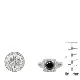 2.50 Carat (ctw) 14K White Gold Round Black & White Diamond Halo Style Engagement Bridal Ring