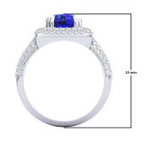 2.50 Carat (ctw) 14K White Gold Round Blue Sapphire & White Diamond Halo Style Engagement Bridal Ring