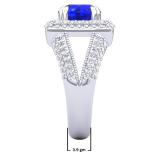 2.50 Carat (ctw) 14K White Gold Round Blue Sapphire & White Diamond Halo Style Engagement Bridal Ring