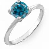 1.00 Carat (ctw) 14K White Gold Round Blue Diamond Ladies Bridal Engagement Solitaire Ring 1 CT