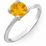 1.00 Carat (ctw) 14K White Gold Round Yellow Citrine Ladies Bridal Engagement Solitaire Ring 1 CT