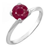 1.00 Carat (ctw) 18K White Gold Round Ruby Ladies Bridal Engagement Solitaire Ring 1 CT