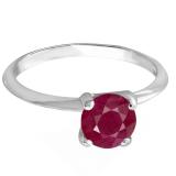 1.00 Carat (ctw) 14K White Gold Round Ruby Ladies Bridal Engagement Solitaire Ring 1 CT