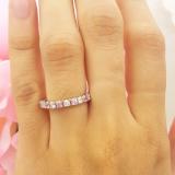 1.00 Carat (ctw) 10K White Gold Round Pink Sapphire & White Diamond Eternity Sizeable Stackable Ring Anniversary Wedding Band 1 CT