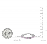 1.00 Carat (ctw) 14K White Gold Round Pink Sapphire & White Diamond Eternity Sizeable Stackable Ring Anniversary Wedding Band 1 CT