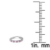 1.00 Carat (ctw) 14K White Gold Round Pink Sapphire & White Diamond Eternity Sizeable Stackable Ring Anniversary Wedding Band 1 CT