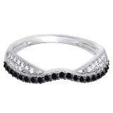 0.36 Carat (ctw) 14k White Gold Round Black & White Diamond Ladies Anniversary Wedding Band Stackable Ring 1/3 CT