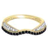 0.36 Carat (ctw) 14k Yellow Gold Round Black & White Diamond Ladies Anniversary Wedding Band Stackable Ring 1/3 CT