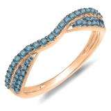 0.36 Carat (ctw) 14k Rose Gold Round Blue Diamond Ladies Anniversary Wedding Band Stackable Ring 1/3 CT