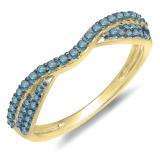 0.36 Carat (ctw) 14k Yellow Gold Round Blue Diamond Ladies Anniversary Wedding Band Stackable Ring 1/3 CT