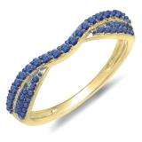 0.36 Carat (ctw) 14k Yellow Gold Round Blue Sapphire Ladies Anniversary Wedding Band Stackable Ring 1/3 CT