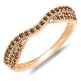 0.36 Carat (ctw) 14k Rose Gold Round Champagne Diamond Ladies Anniversary Wedding Band Stackable Ring 1/3 CT