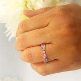 0.36 Carat (ctw) 14k White Gold Round Pink Sapphire & White Diamond Ladies Anniversary Wedding Band Stackable Ring 1/3 CT