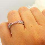 0.36 Carat (ctw) 14k White Gold Round Pink Sapphire & White Diamond Ladies Anniversary Wedding Band Stackable Ring 1/3 CT