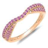 0.36 Carat (ctw) 14k Rose Gold Round Pink Sapphire Ladies Anniversary Wedding Band Stackable Ring 1/3 CT