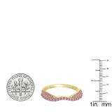 0.36 Carat (ctw) 14k Yellow Gold Round Pink Sapphire Ladies Anniversary Wedding Band Stackable Ring 1/3 CT