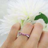 0.36 Carat (ctw) 10k White Gold Round Red Ruby & White Diamond Ladies Anniversary Wedding Band Stackable Ring 1/3 CT