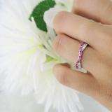 0.36 Carat (ctw) 10k White Gold Round Red Ruby & White Diamond Ladies Anniversary Wedding Band Stackable Ring 1/3 CT
